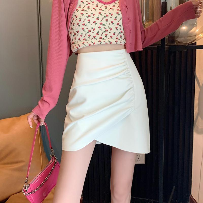 アシメラップ レザースカート mry000180