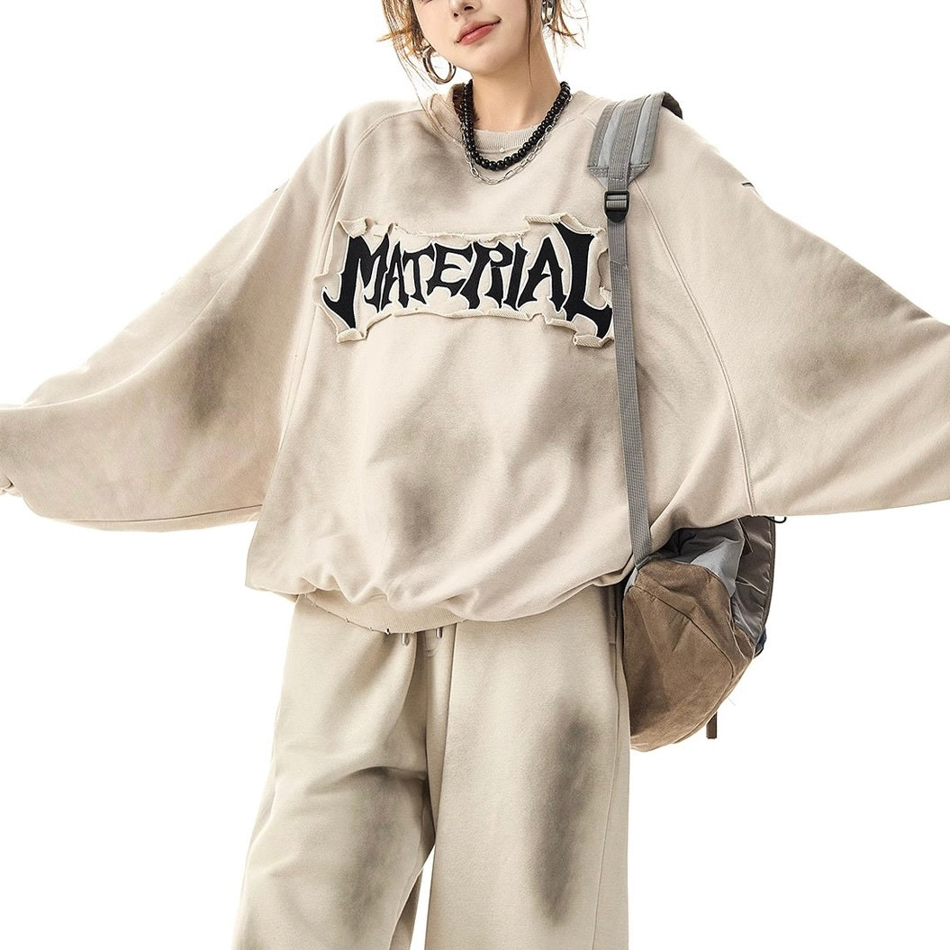 【特別価格 / Tops】Damaged Lettersd Dolman Sweatshirt mry001086