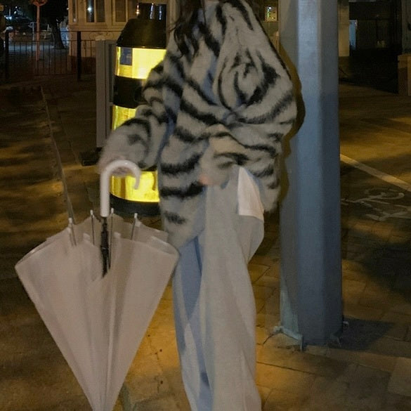 ソフトモヘア ゼブラ柄 セーター mry000455