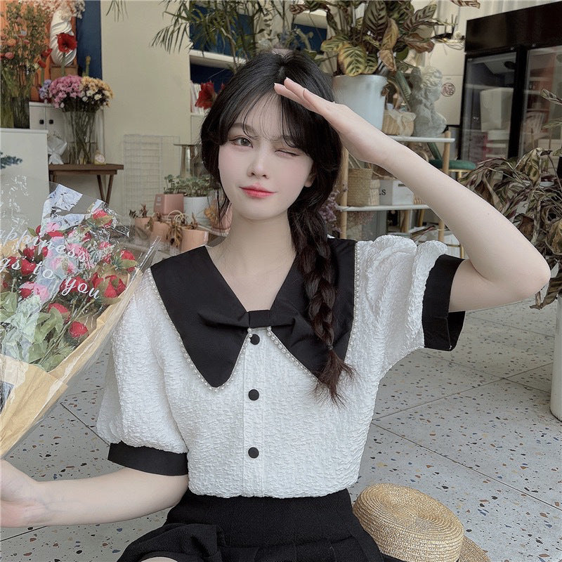 パール パフスリーブ ブラウス mry000230