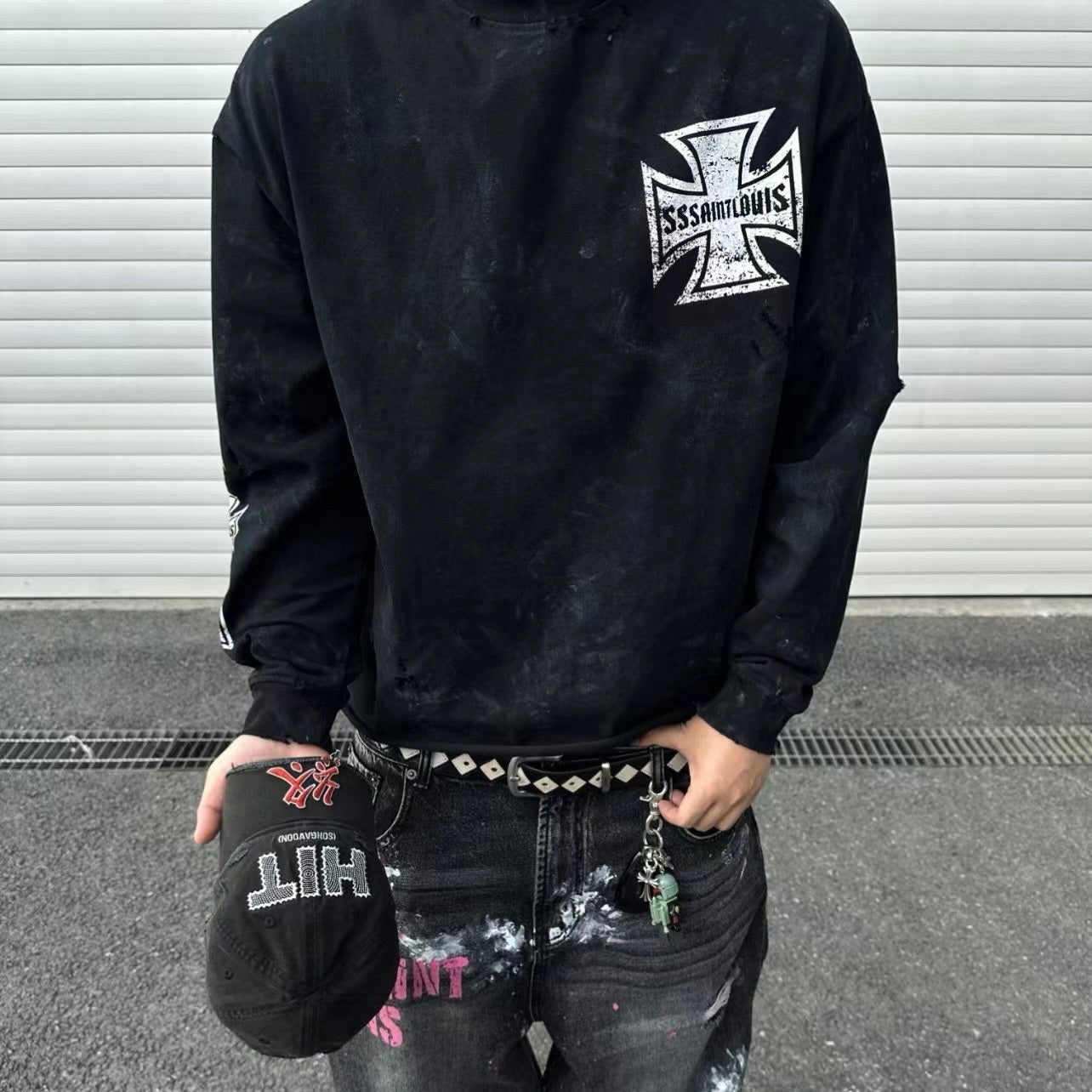 【2color/Hot Item】Cross Motif Long T-Shirt  mry001466