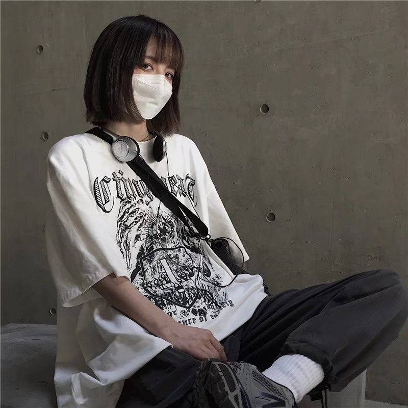 2カラー展開 2023SS ダーク ストリート オールマッチ 半袖 Tシャツ 韓国カジュアル 韓国ストリート　mry000862