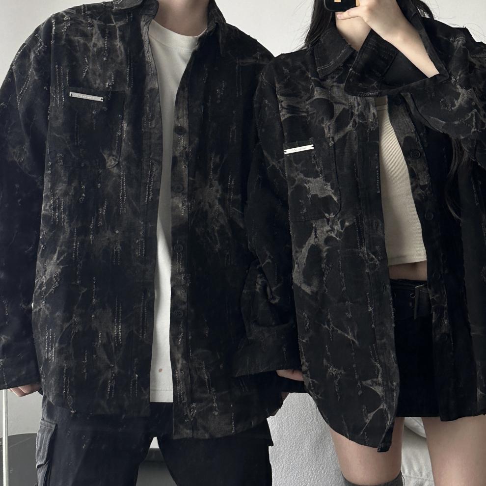 【Black Mamba】韓国ストリート 韓国カジュアル カップルコーデ ユニセックス デニム生地 ジャケット mry001234