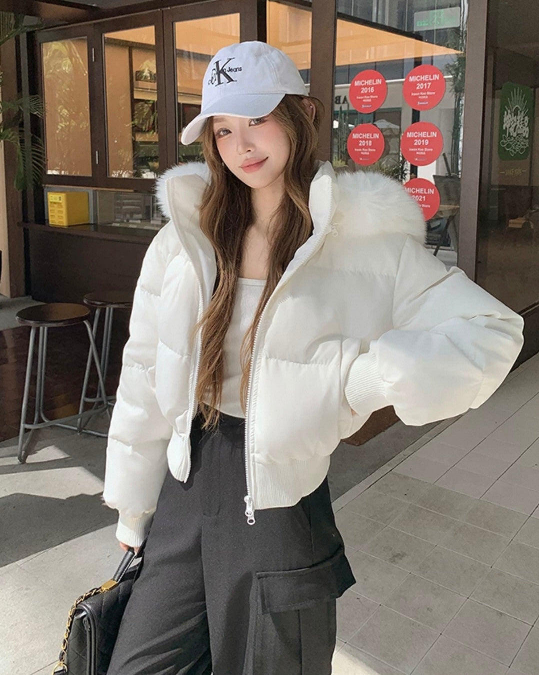 【爆安】Short Puffer Food Fur Jacket mry001966