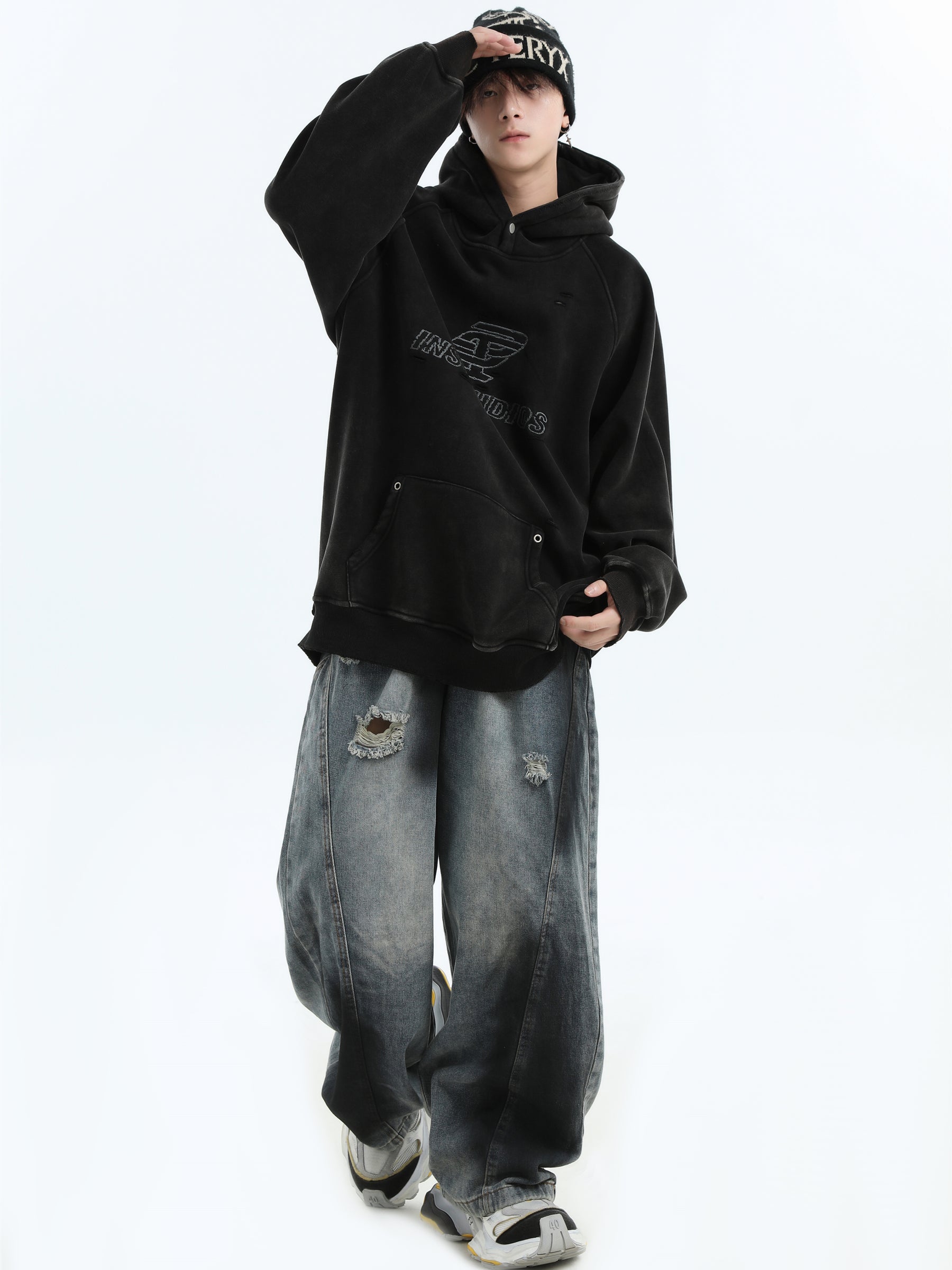 【評価★4.8以上／Tops】Washed Logo Oversized Hoodie mry001915