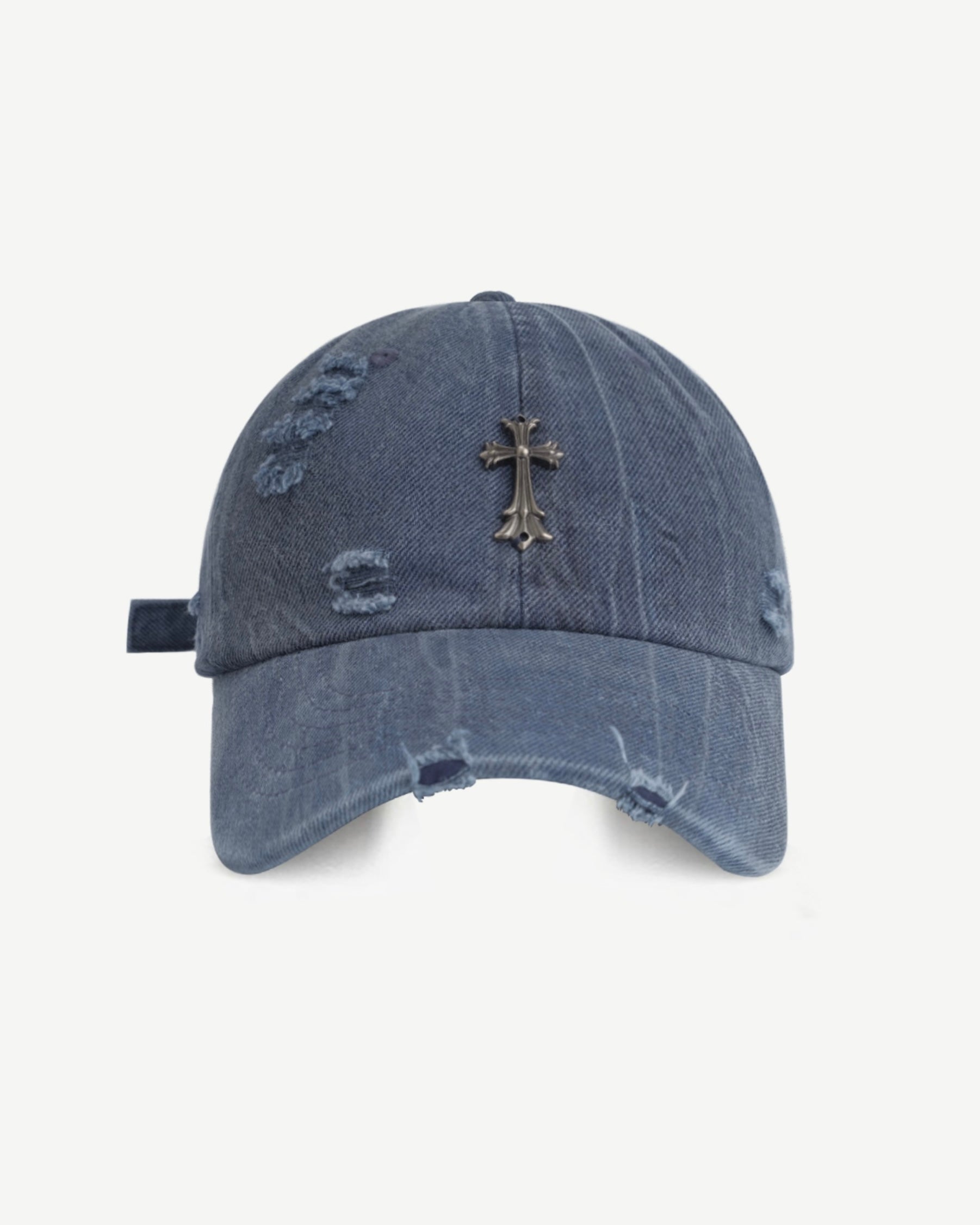 【4color】Vintage Cross Metal Embellished Distressed Cap mry001909