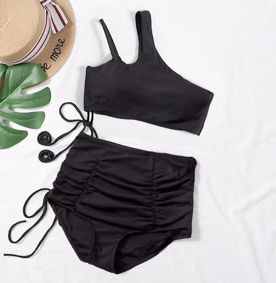 Asymmetrical High-Waist Bikini Set mry001779