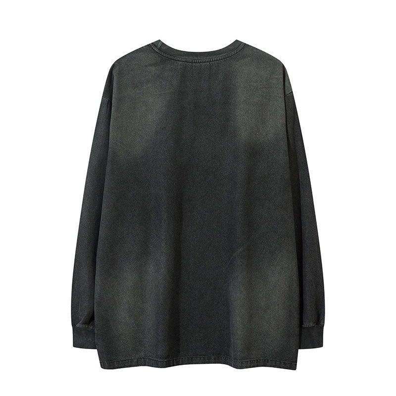 Washed Black Graphic Oversized Tee mry001831
