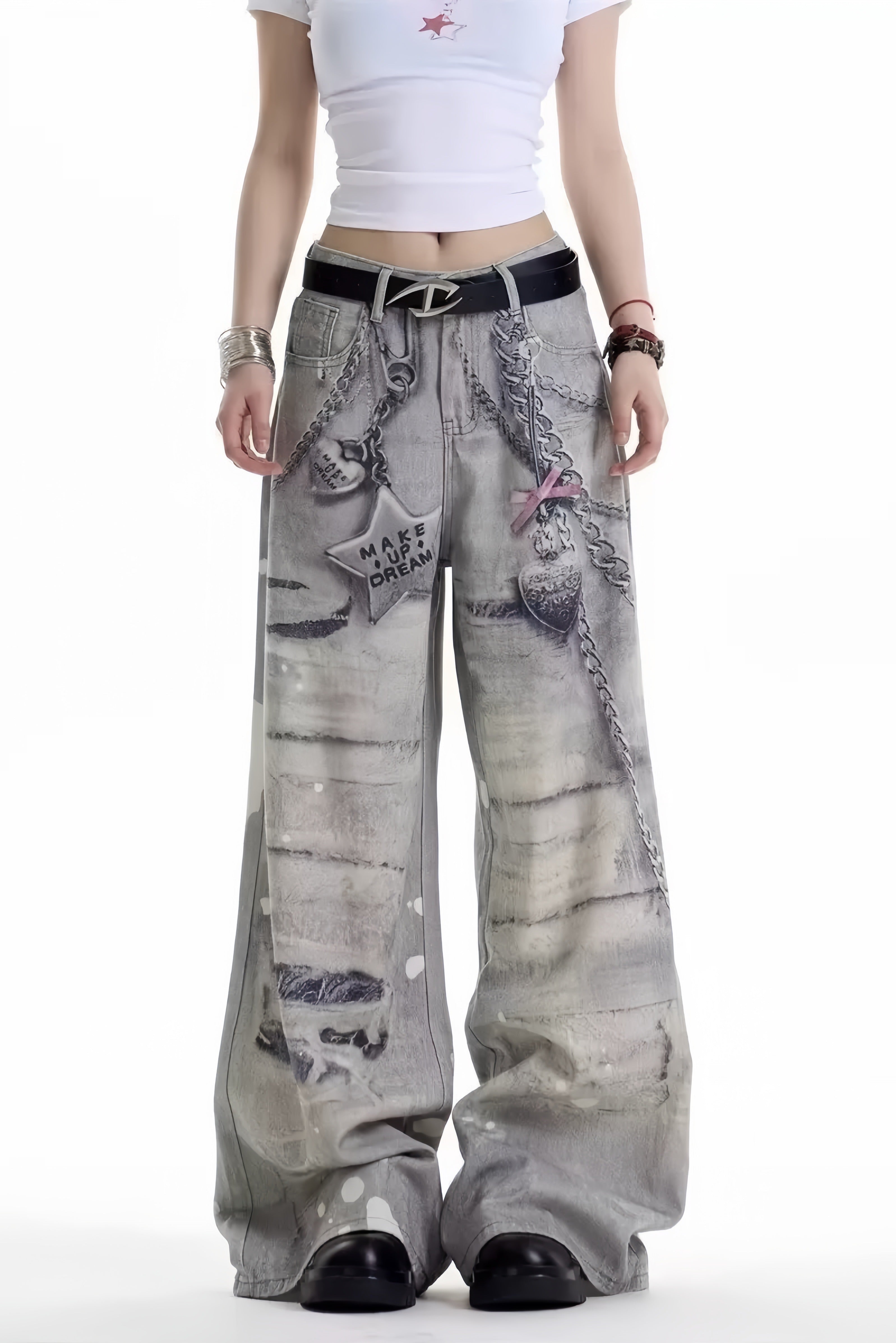 【ボトムス】グランジウォッシュワイドデニム mry002353