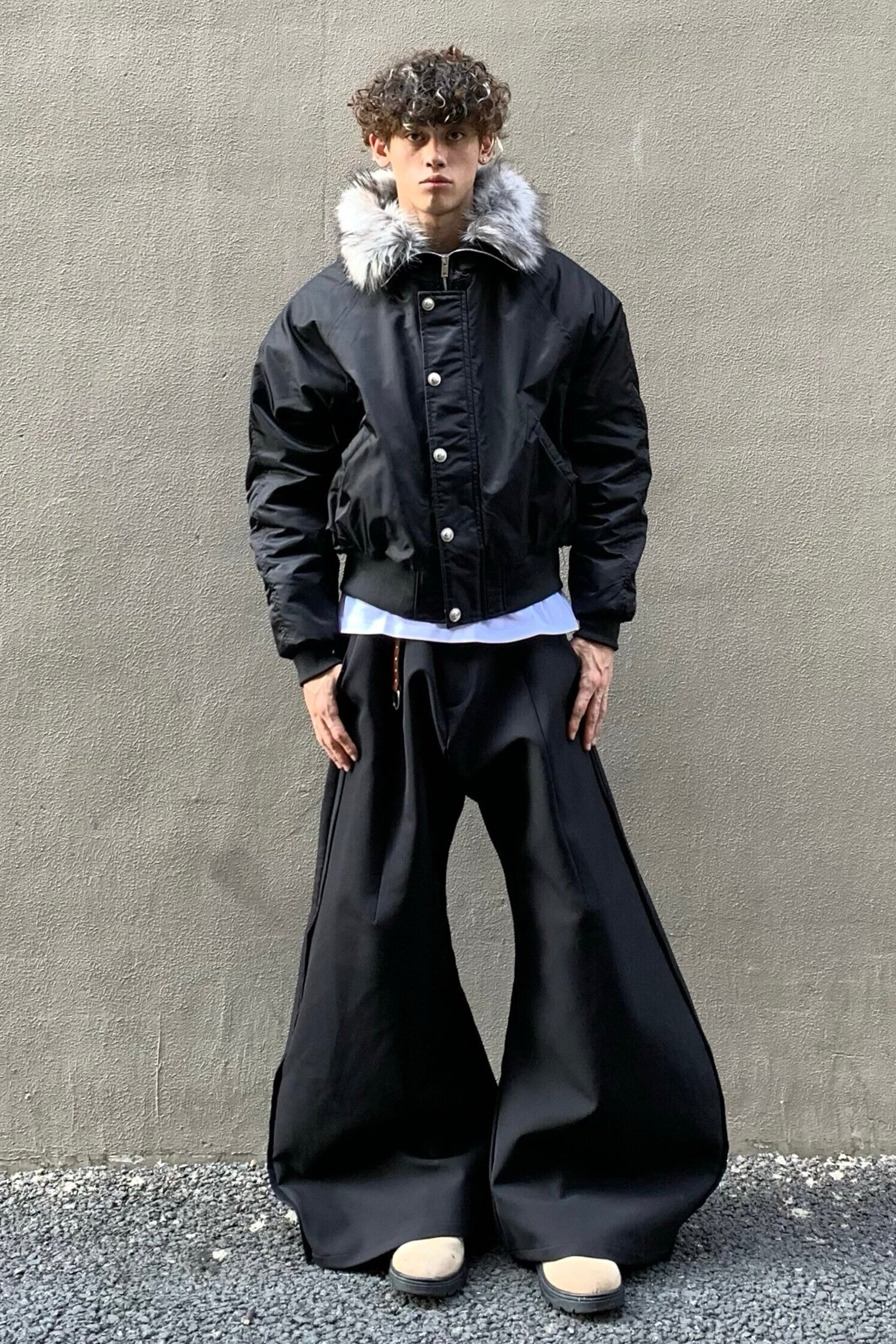 Faux Fur Lined Hood Bomber Jacket mry002196