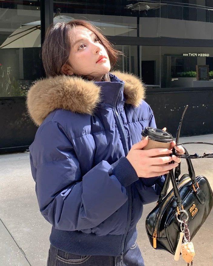 【爆安】Short Puffer Food Fur Jacket mry001966