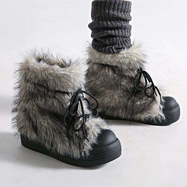 Cozy Faux Fur Street Platform Boots mry001974