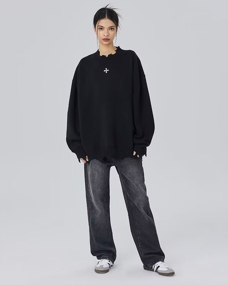 Star Embroidery Knit Sweater mry001834