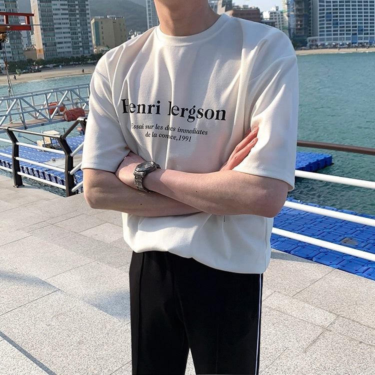 【送料無料】２カラー展開 2023SS モノトーン ロゴ Tシャツ ユニセックス 韓国カジュアル　mry000895