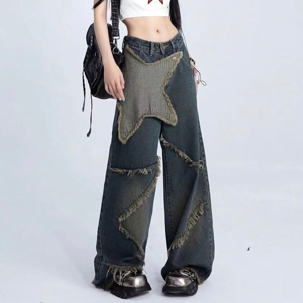 Star Patch Wide-Leg Denim mry001610