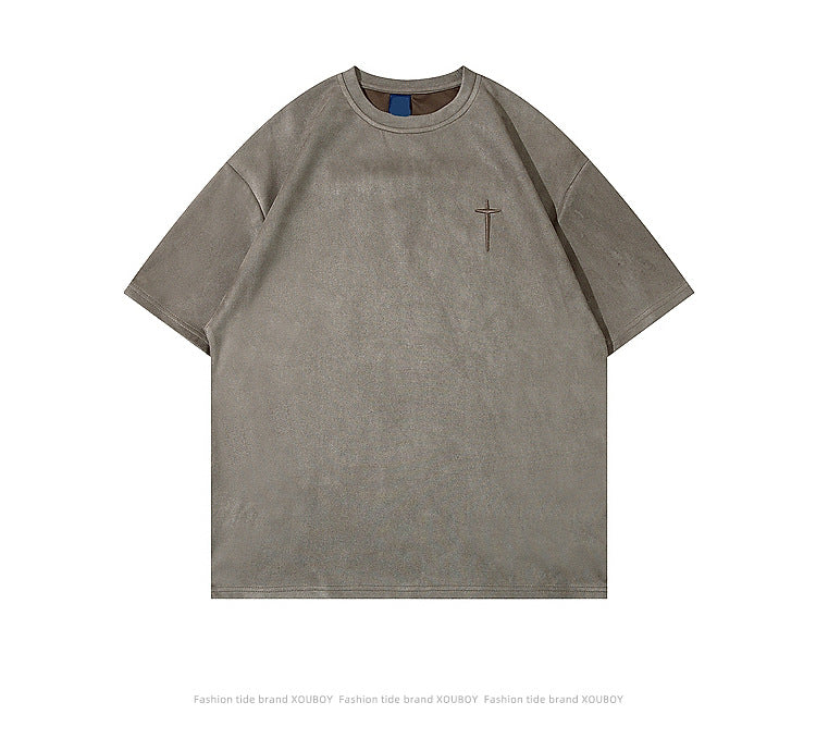 【2color】Cross Embroidered Oversized T-Shirt