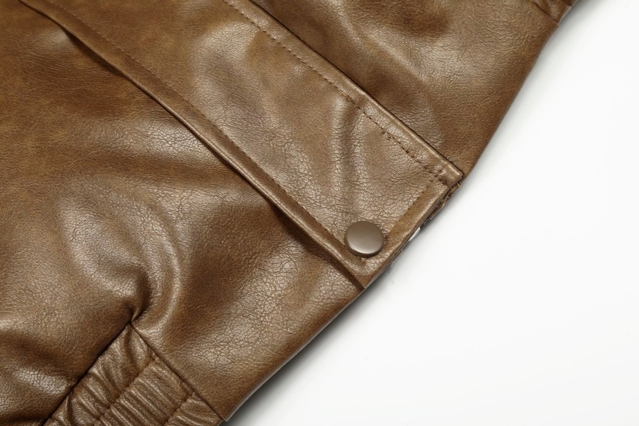 Faux Leather Fur-Trim Short Jacket mry002011