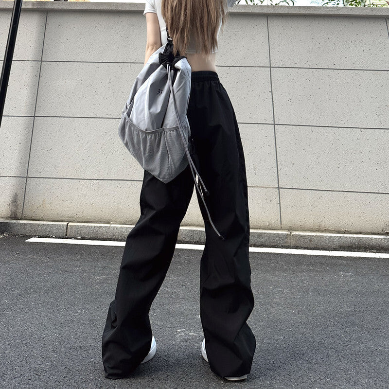 2カラー展開 2023SS ハイストリート スプライシング ルーズ ストレート パンツ ユニセックス 韓国ストリート 韓国カジュアル　mry000911