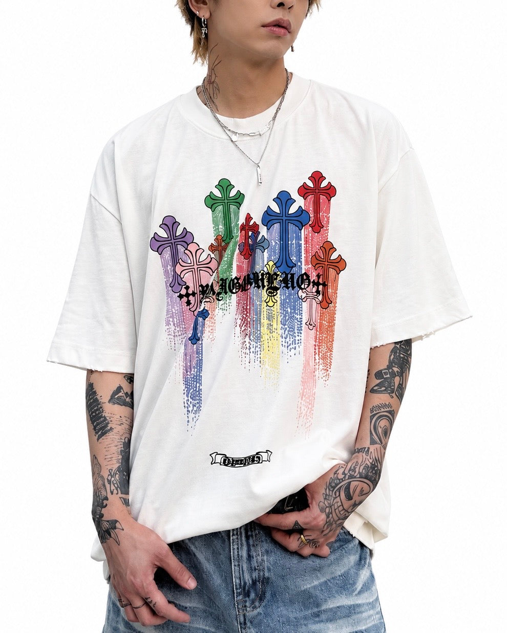 【トップス】マルチクロスグラフィックTシャツ mry002432