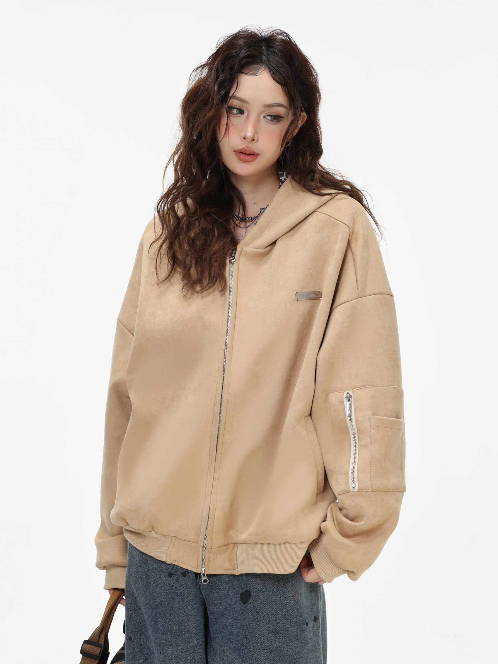 【評価★4.8以上／高品質】Leopard Lined Oversized Zip Hoodie Jacket mry001903