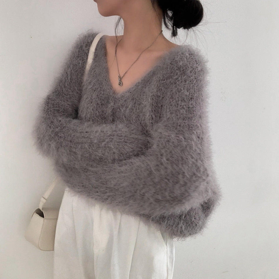 【Plaisir】3カラー展開 フェザーニットカーディガン mry001499