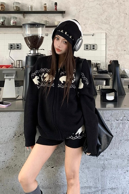 【Set-Up】Bear Knit Zip Hoodie Set-Up mry002216