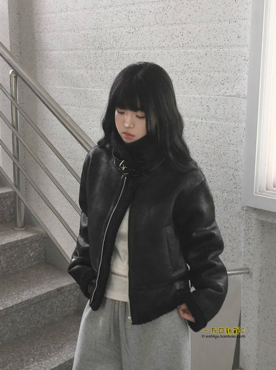 Shearling Lined Leather Jacket mry002024