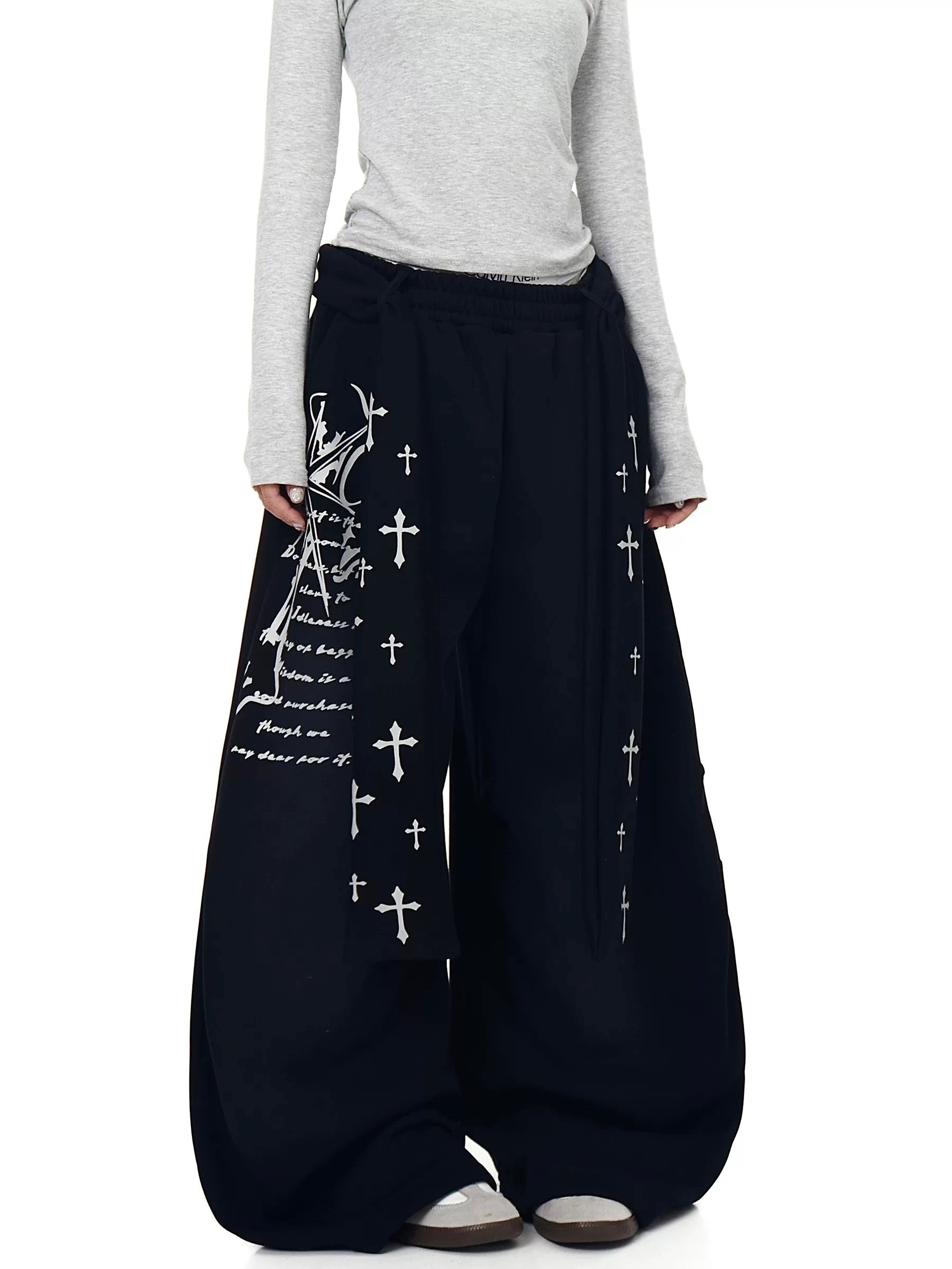 Cross Wrap Wide Sweat Pants mry002146