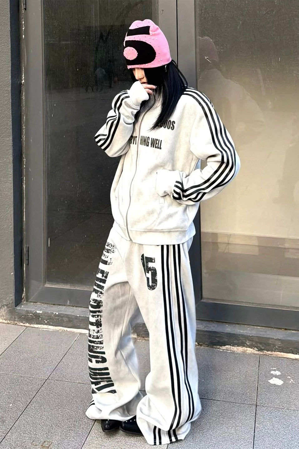 【Set-Up】Washed Pink Track Suit mry002169