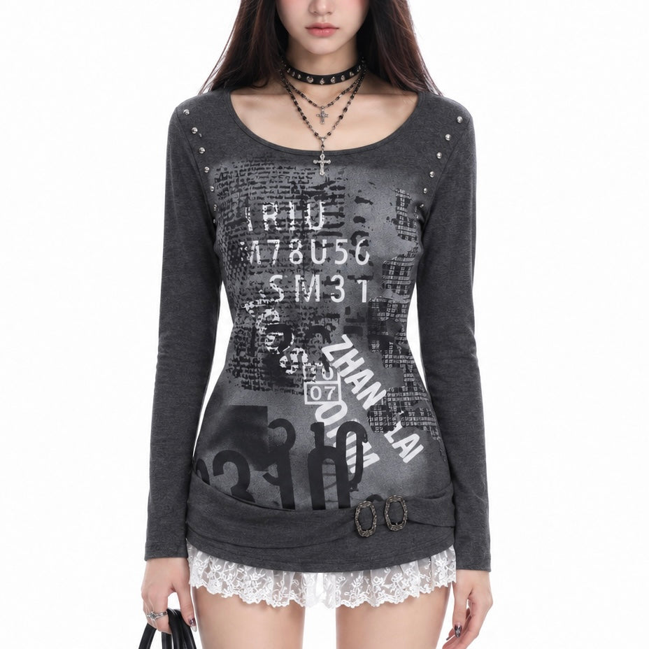 【新作】スタッズバックル フィットTシャツ mry002809