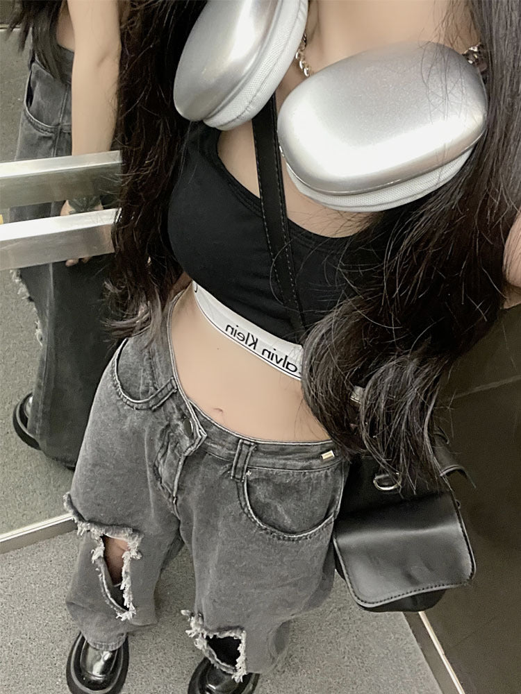 【送料無料】2023SS レトロ ストリート ワイドレッグ パンツ 韓スト ホットガール 韓国ストリート 韓国カジュアル　mry000835