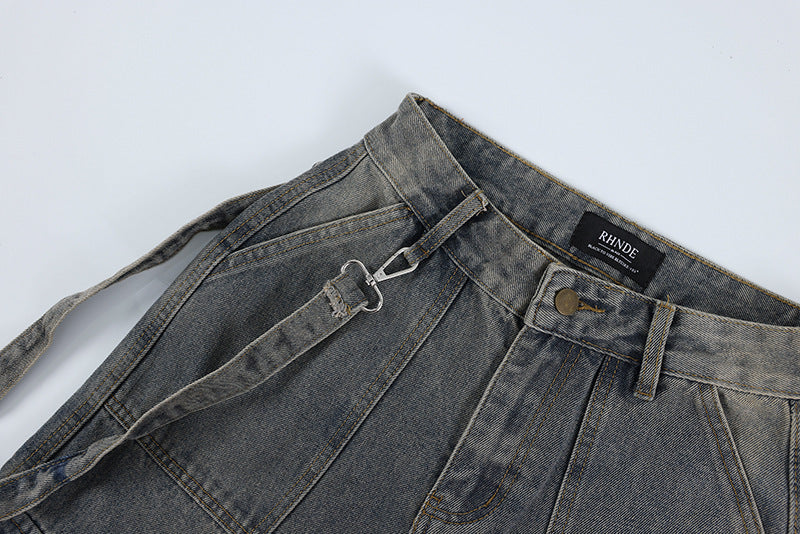 Gravity Strap Wide-Leg Denim Pants mry001702