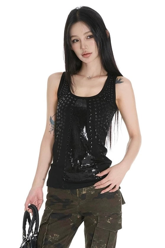 【トップス／2color】スタッズディテールタンクトップ mry002330