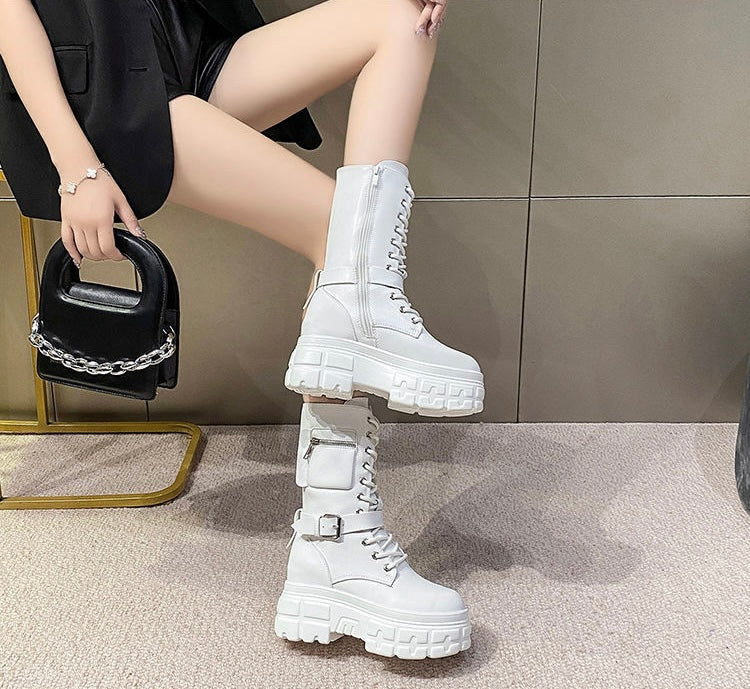 【2color】Utility Pocket Platform Combat Boots mry001670