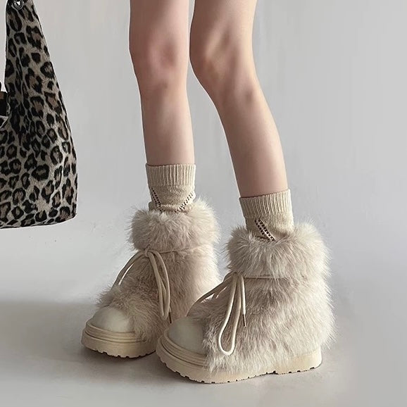 Faux Fur Lace-Up Boots mry002009