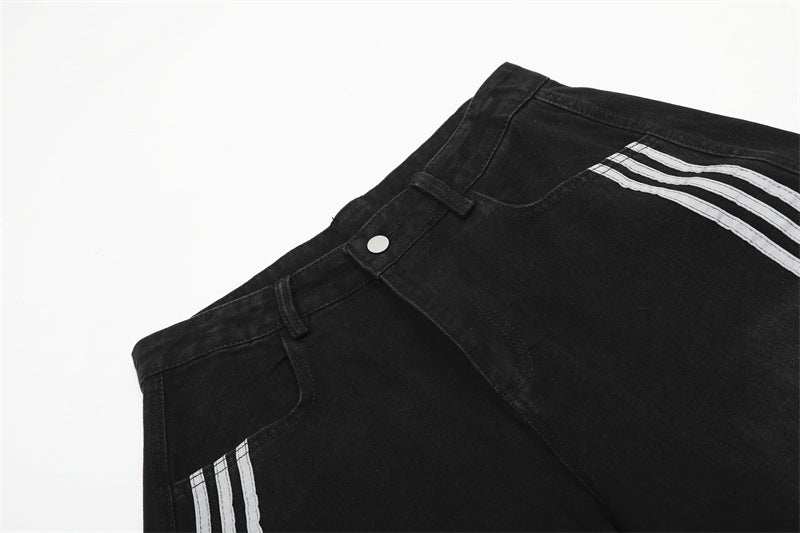 【2color】Wave Line Panel Wide Denim Pants mry001709
