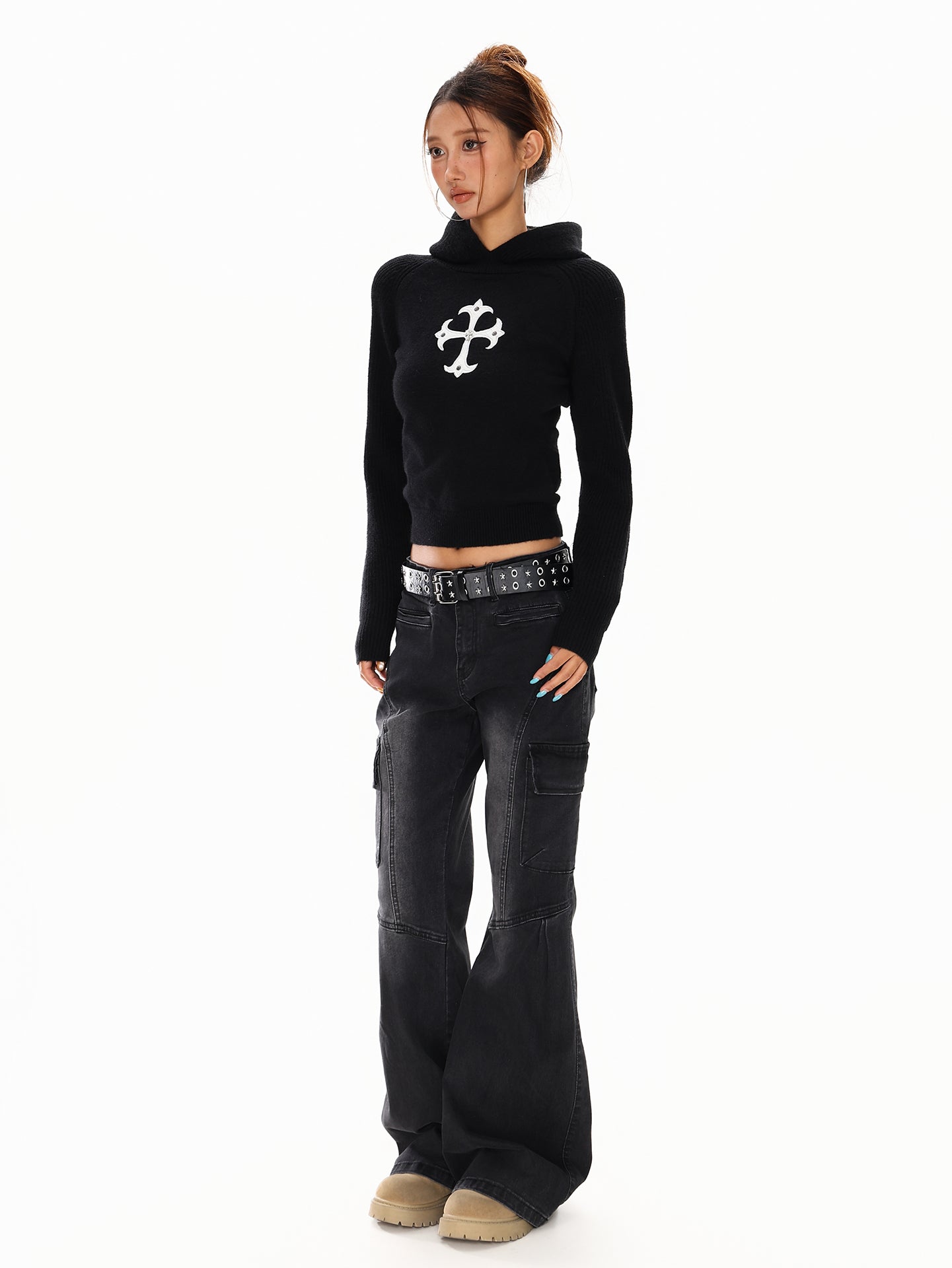 【評価★4.8以上／Tops】Cross Slim Fit Knit Hoodie mry001911