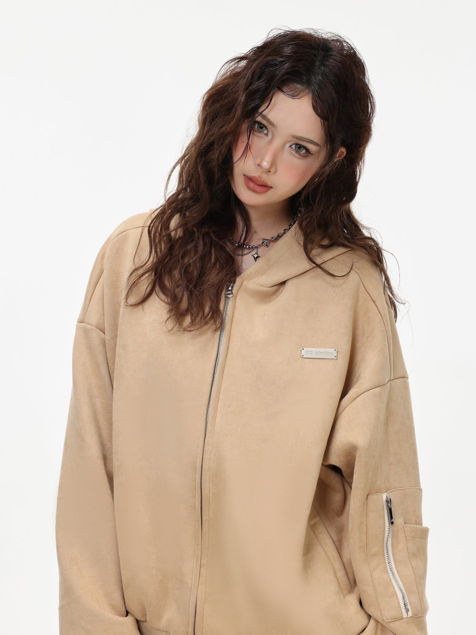 【評価★4.8以上／高品質】Leopard Lined Oversized Zip Hoodie Jacket mry001903