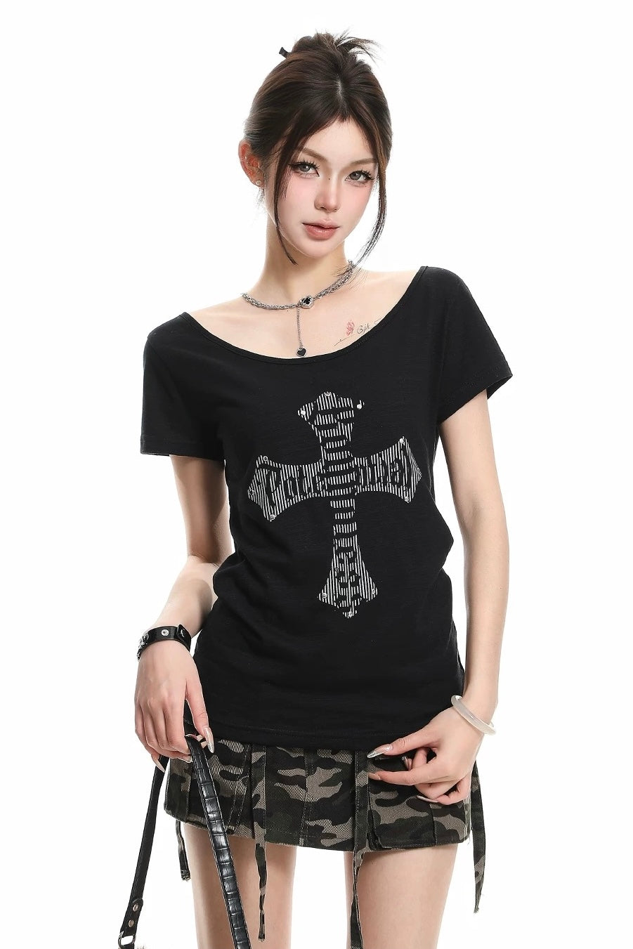 【トップス】クロスロゴTシャツ mry002376