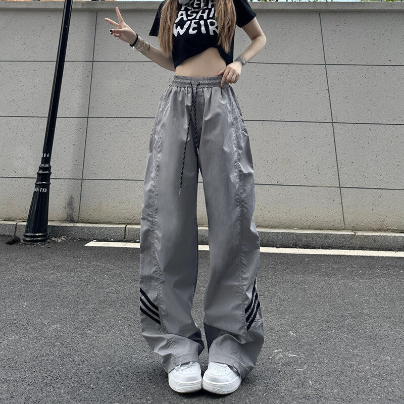 2カラー展開 2023SS ハイストリート スプライシング ルーズ ストレート パンツ ユニセックス 韓国ストリート 韓国カジュアル　mry000912