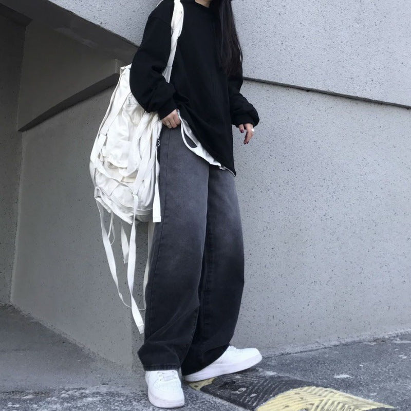 【送料無料】グラデーションカラー ワイドレッグ パンツ スリムストレート ジーンズ 韓国ストリート 韓国カジュアル　mry000692