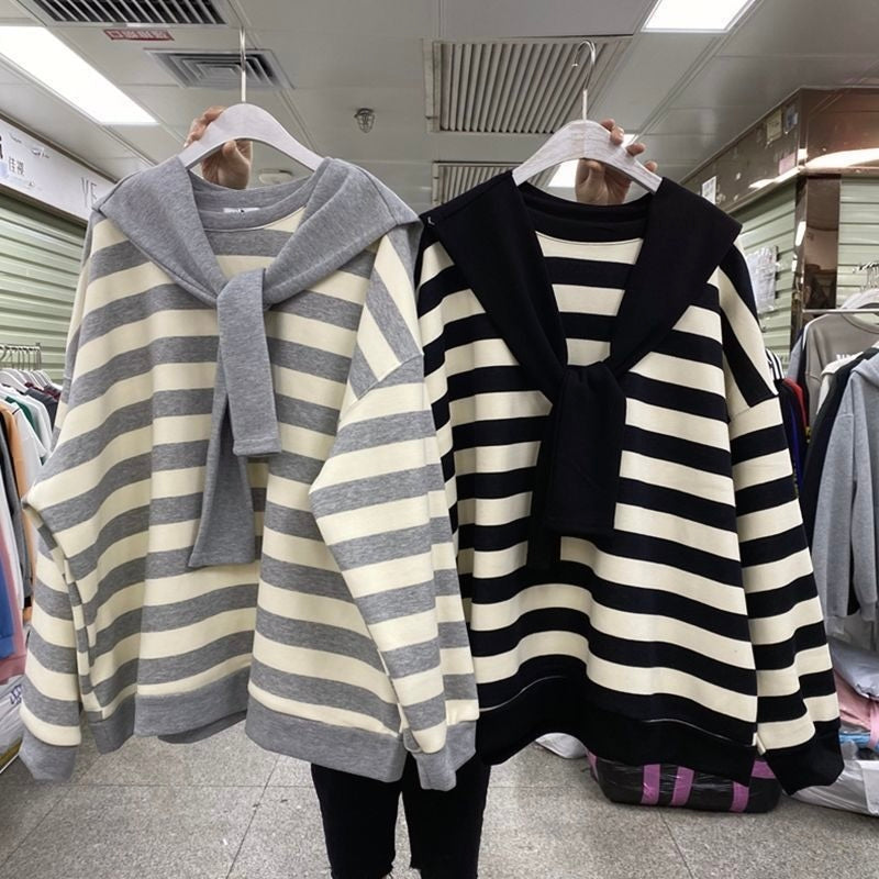 肩掛けデザイン　ストライプトップス　mry000127