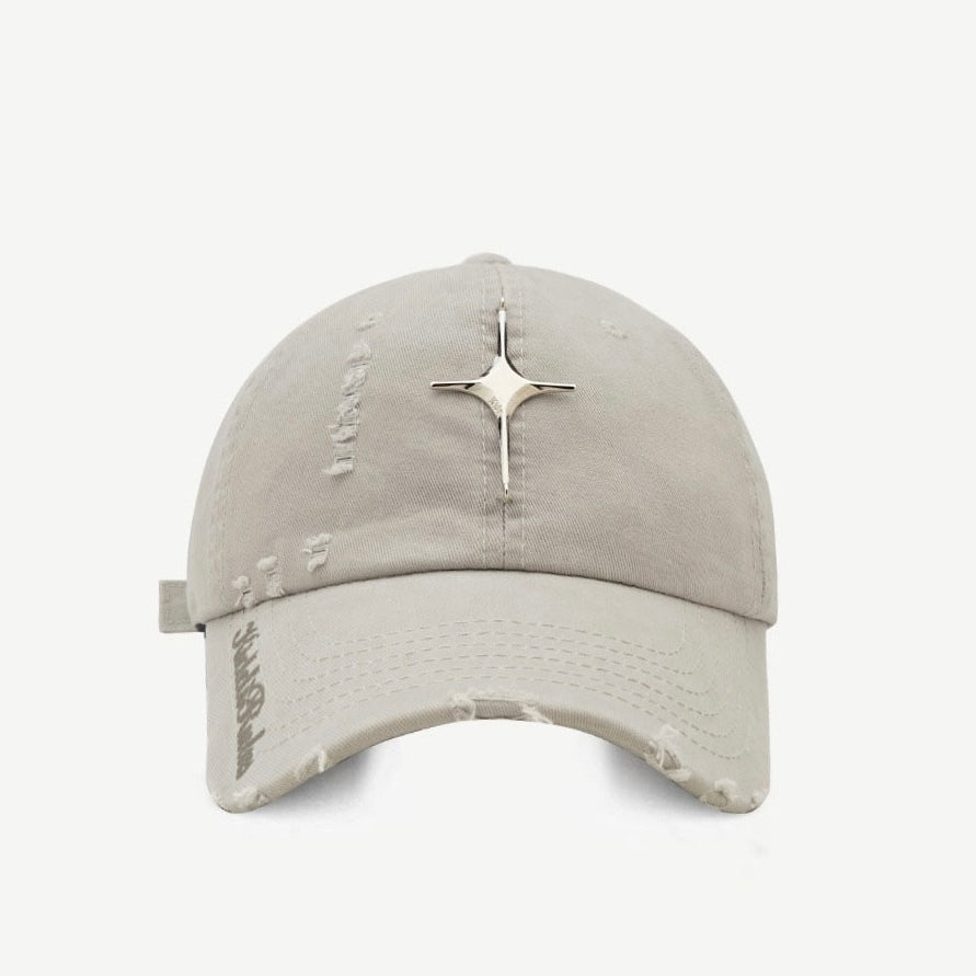 【4color】Distressed Metal-Accent  Cap mry001613