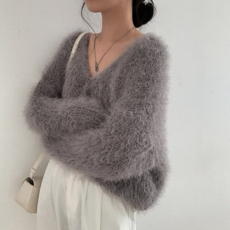 【Plaisir】3カラー展開 フェザーニットカーディガン mry001499