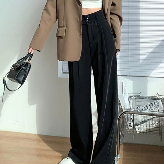 グレーストレートレッグパンツ　高品質　mry000012