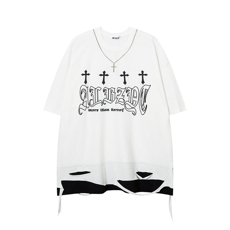 【2color】Layered Hem Grunge T-Shirt mry001648