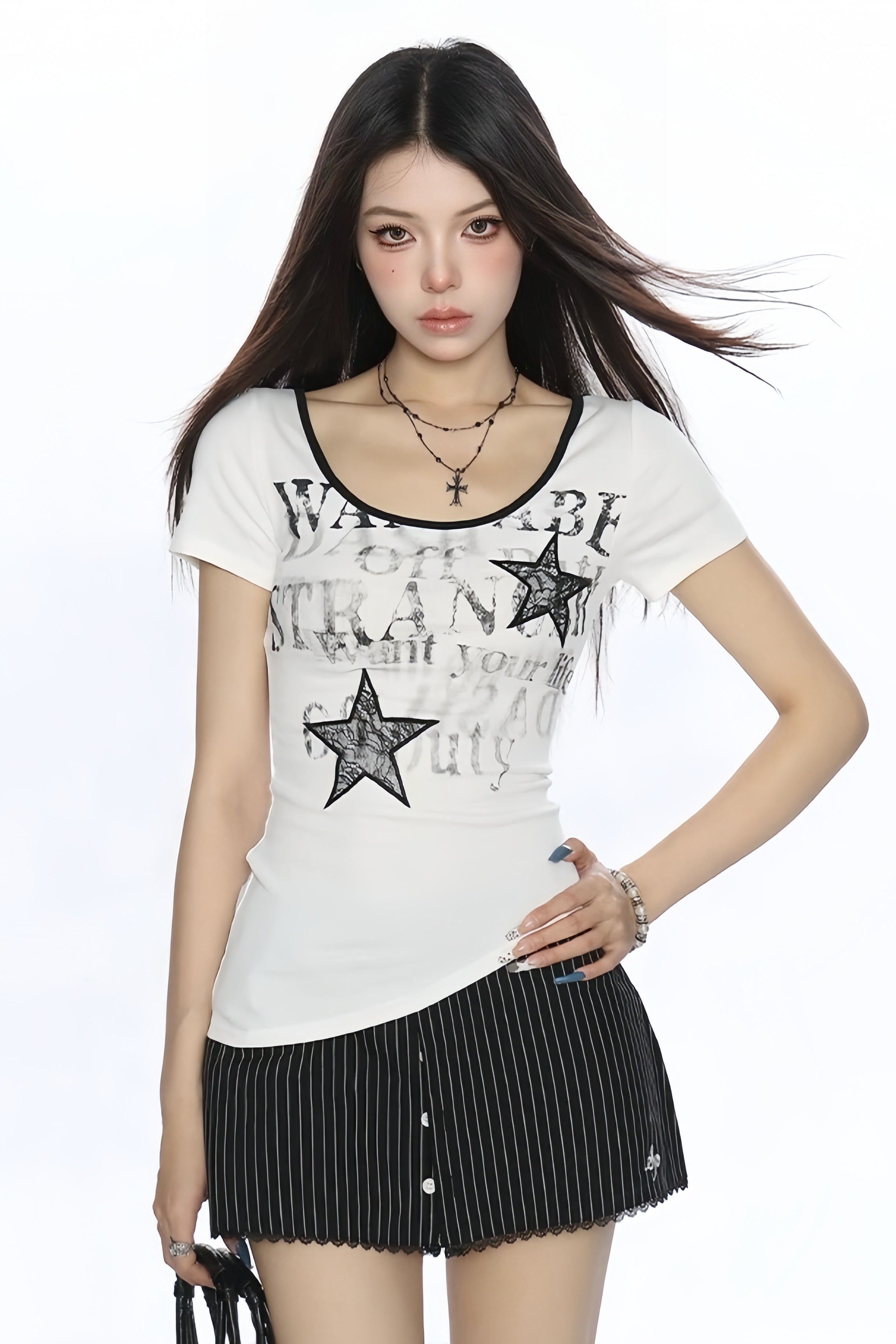 【トップス】スタープリントコンパクトTシャツ mry002358