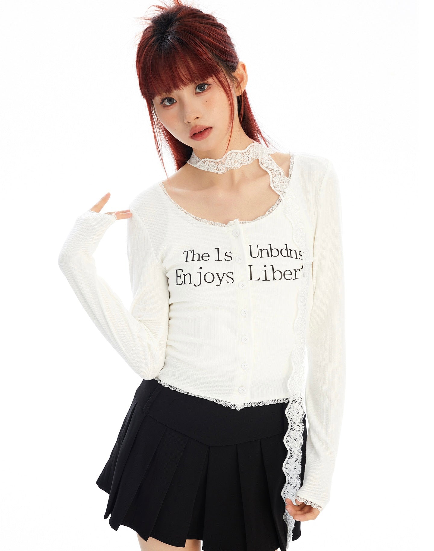 Lace Liberty Ribbed Cardigan mry001754