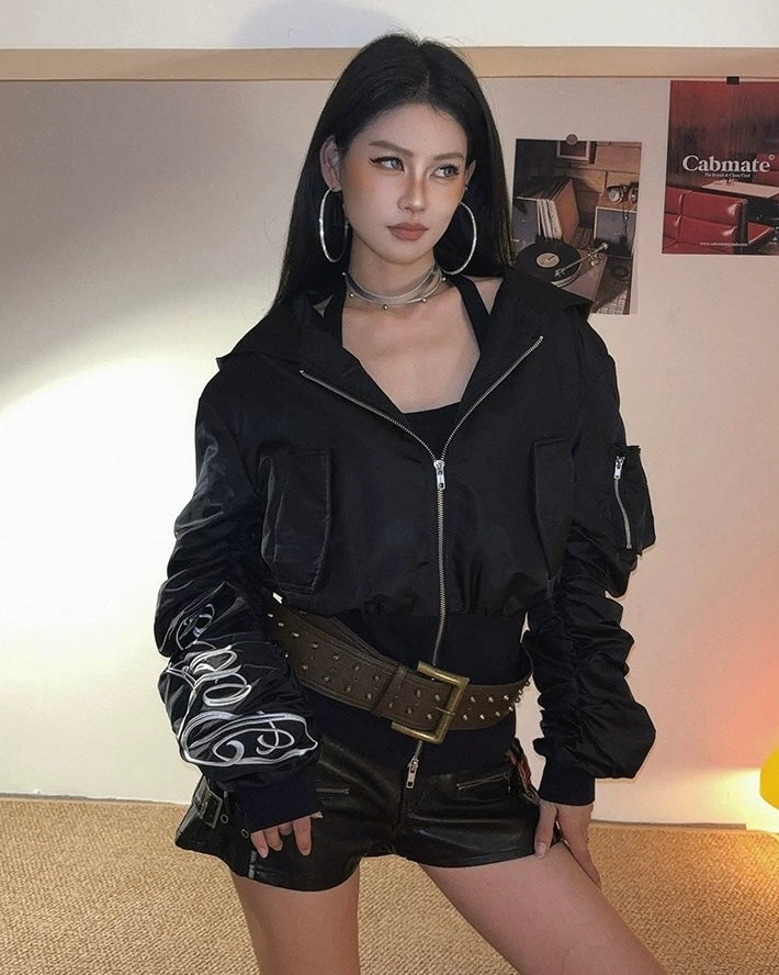 Gothic Hooded Bomber Jacket mry001986