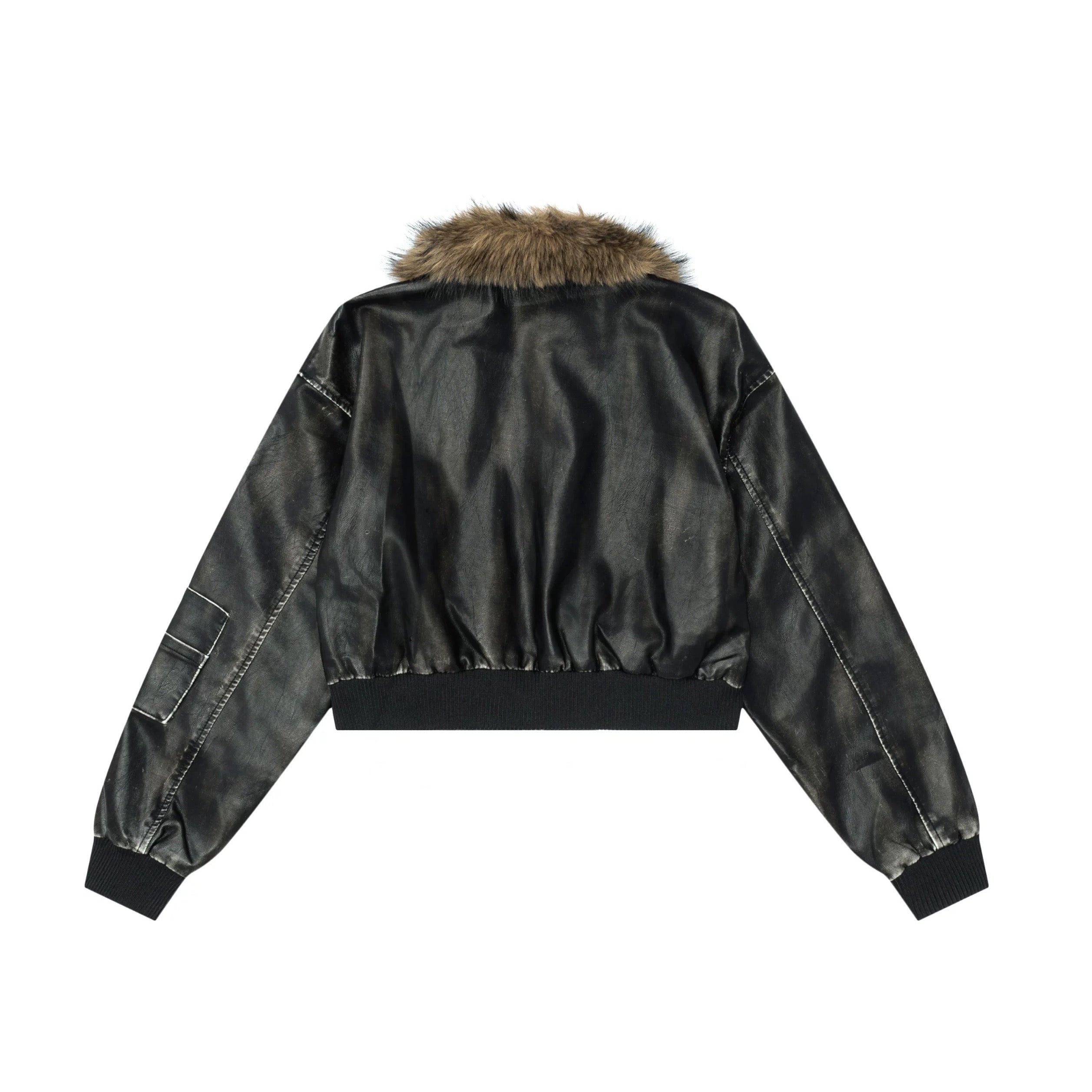 Cropped Leather Jacket mry002013